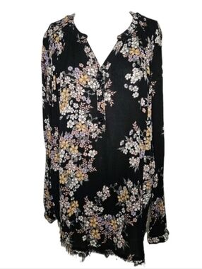 Maurices Women's Floral Oversized Long Sleeved Pullover Tunic Shirt Size Large